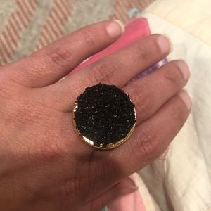 Faux black gemstone cocktail ring